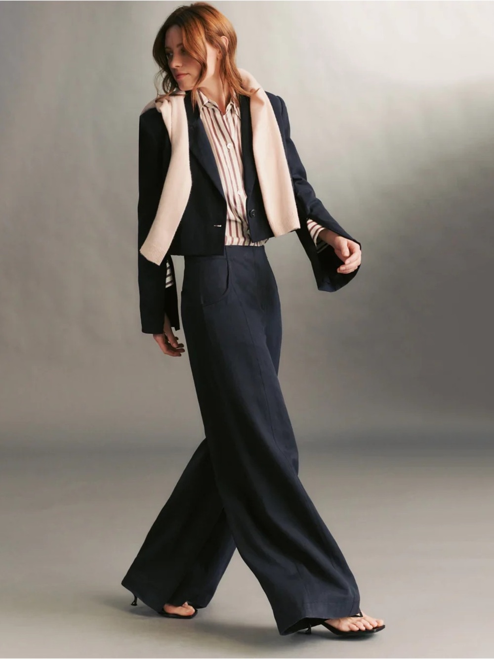 TWP Demie Wide Leg Linen Cotton Pant in Midnight 2